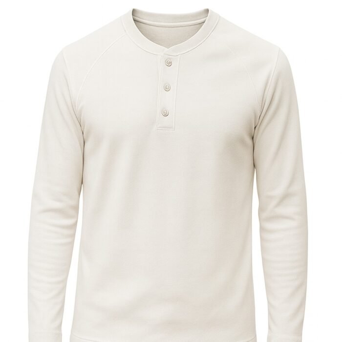 Premium White Full Sleeves Henley